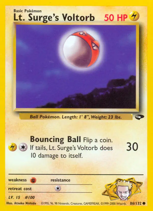 Lt. Surge's Voltorb Pokemon card from Gym Challenge