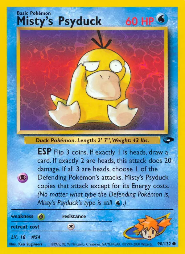 Misty's Psyduck Pokemon card from Gym Challenge