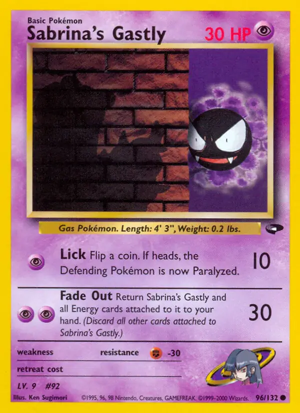 Sabrina's Gastly Pokemon card from Gym Challenge