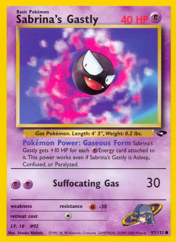Sabrina's Gastly Pokemon card from Gym Challenge