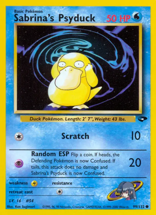 Sabrina's Psyduck Pokemon card from Gym Challenge