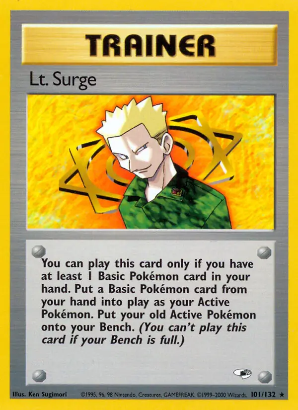 Lt. Surge Pokemon card from Gym Heroes