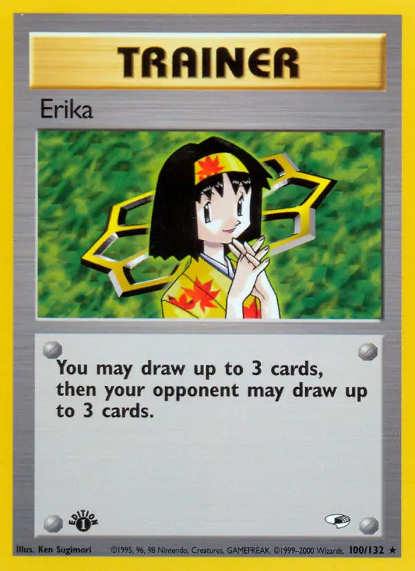 Erika Pokemon card from Gym Heroes 1st Edition