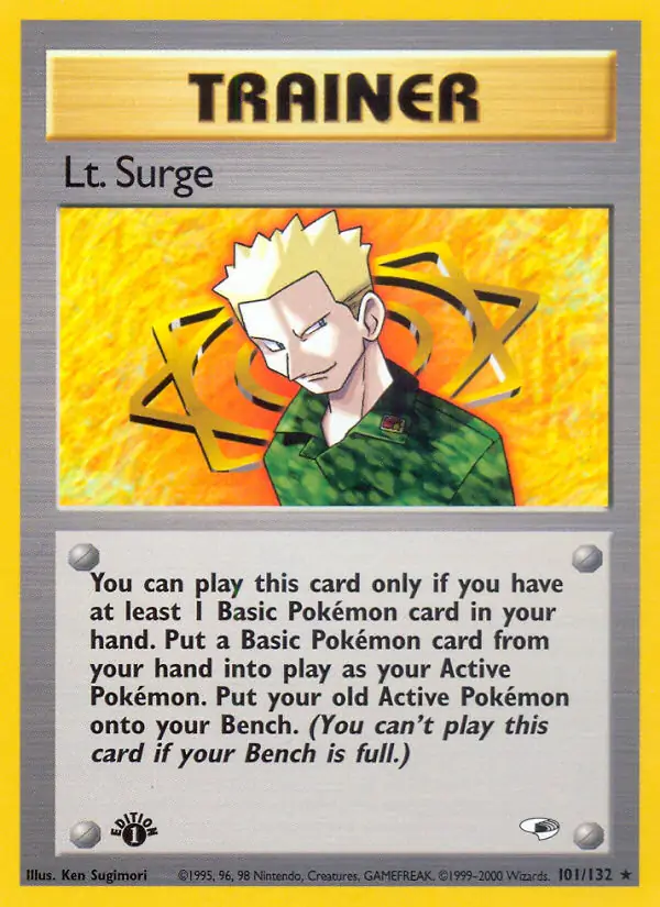 Lt. Surge Pokemon card from Gym Heroes 1st Edition