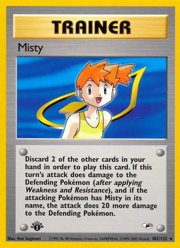 Misty Pokemon card from Gym Heroes 1st Edition