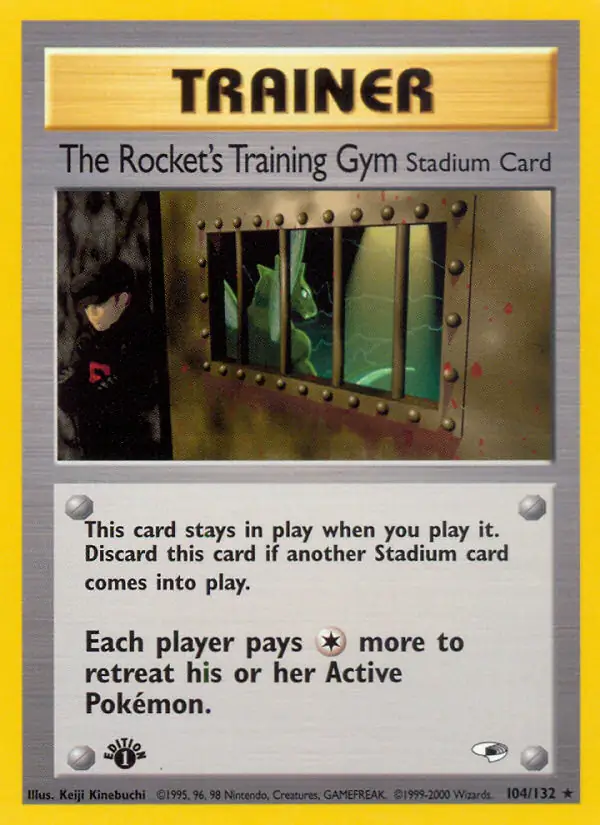 The Rocket's Training Gym Pokemon card from Gym Heroes 1st Edition