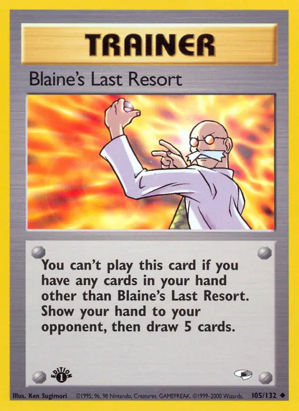 Blaine's Last Resort Pokemon card from Gym Heroes 1st Edition