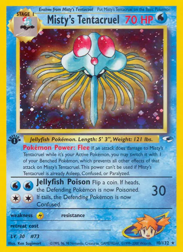 Misty's Tentacruel Holo Pokemon card from Gym Heroes 1st Edition