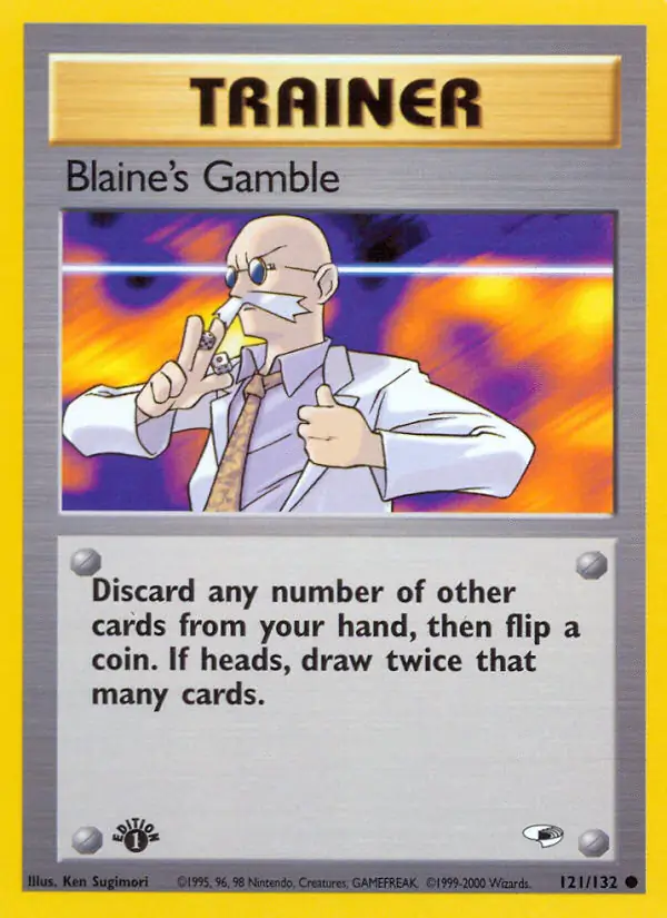 Blaine's Gamble Pokemon card from Gym Heroes 1st Edition