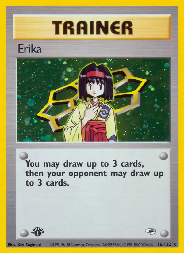 Erika Holo Pokemon card from Gym Heroes 1st Edition