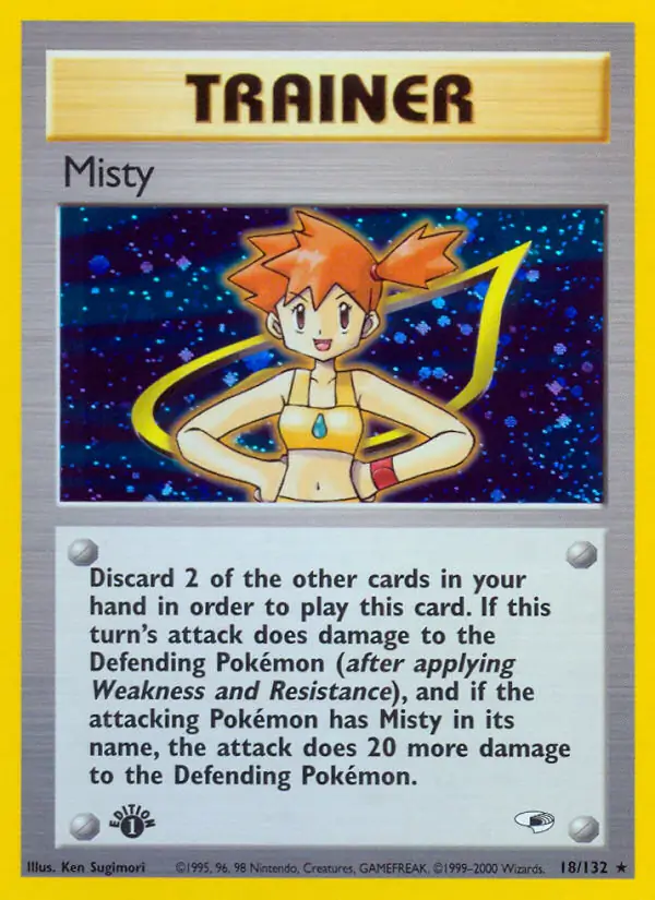 Misty Holo Pokemon card from Gym Heroes 1st Edition