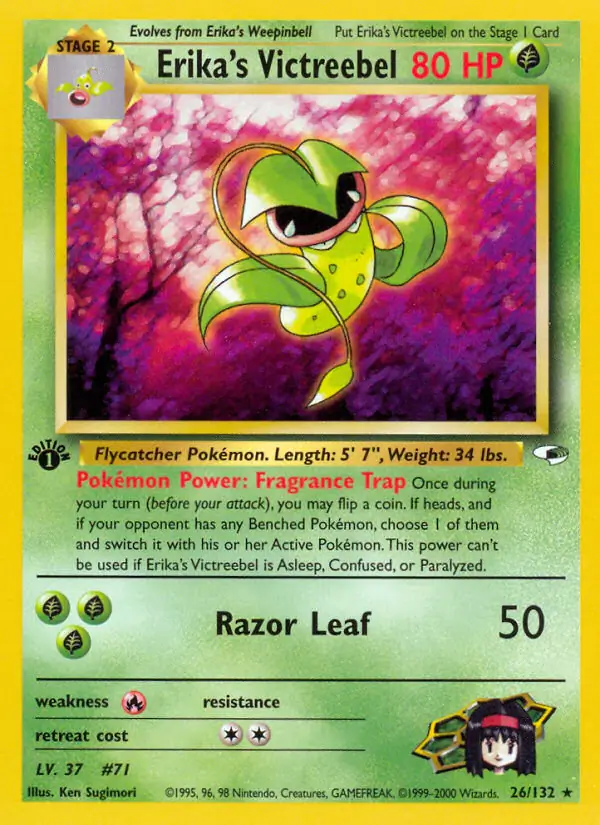 Erika's Victreebel Pokemon card from Gym Heroes 1st Edition