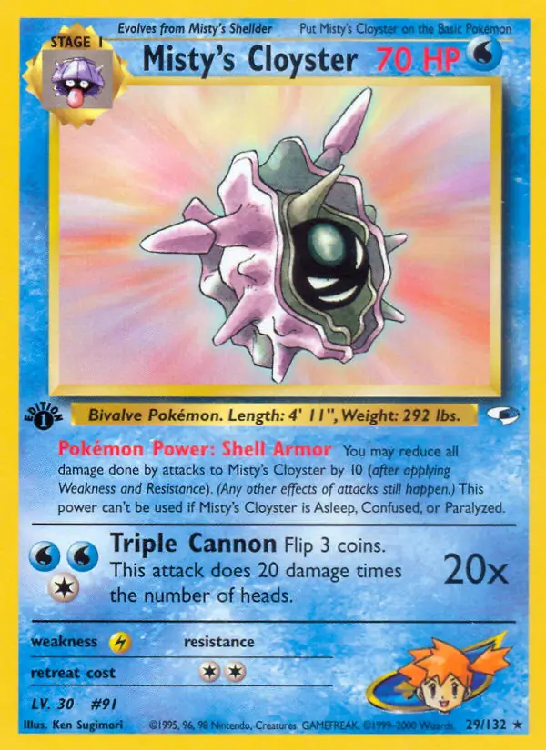 Misty's Cloyster Pokemon card from Gym Heroes 1st Edition