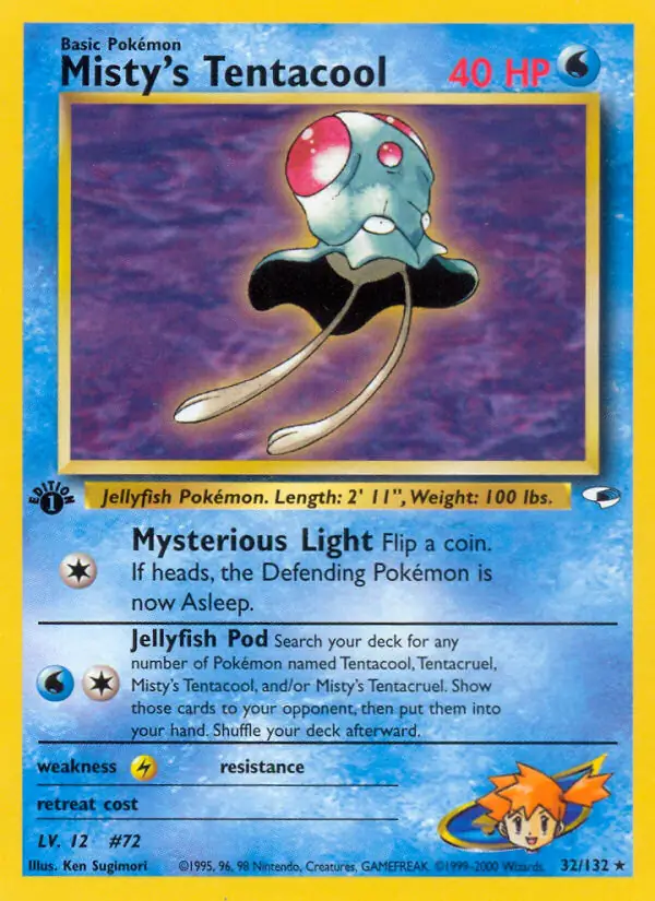 Misty's Tentacool Pokemon card from Gym Heroes 1st Edition