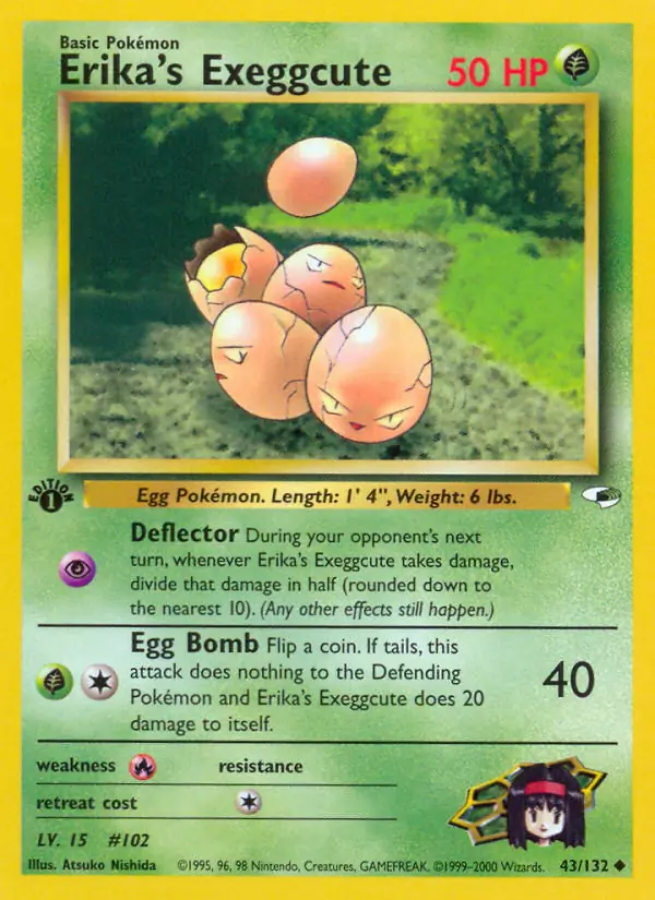 Erika's Exeggcute Pokemon card from Gym Heroes 1st Edition