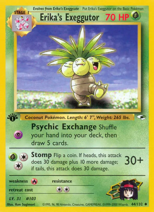 Erika's Exeggutor Pokemon card from Gym Heroes 1st Edition
