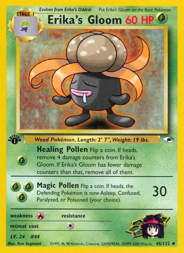 Erika's Gloom Pokemon card from Gym Heroes 1st Edition