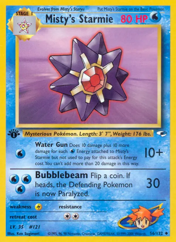 Misty's Starmie Pokemon card from Gym Heroes 1st Edition