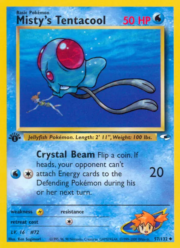 Misty's Tentacool Pokemon card from Gym Heroes 1st Edition
