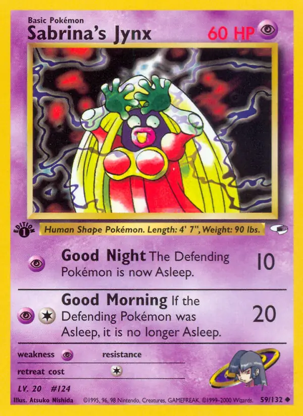 Sabrina's Jynx Pokemon card from Gym Heroes 1st Edition