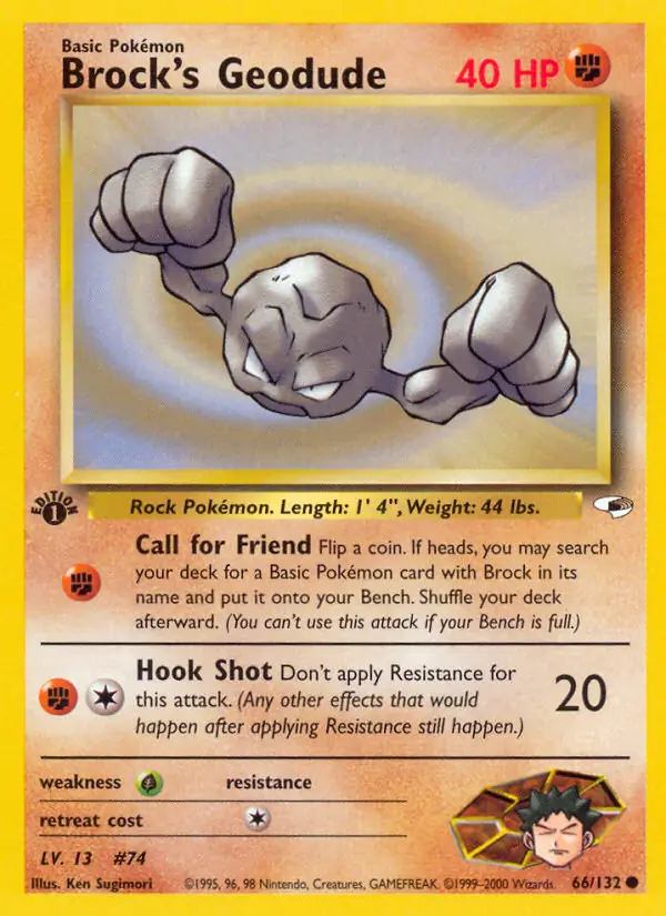 Brock's Geodude Pokemon card from Gym Heroes 1st Edition