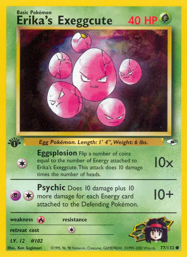 Erika's Exeggcute Pokemon card from Gym Heroes 1st Edition