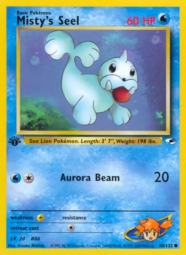 Misty's Seel Pokemon card from Gym Heroes 1st Edition