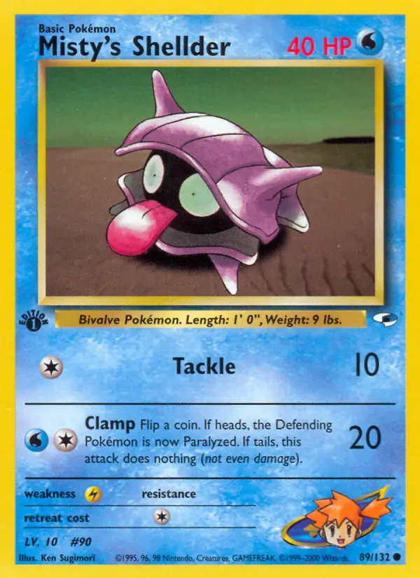 Misty's Shellder Pokemon card from Gym Heroes 1st Edition