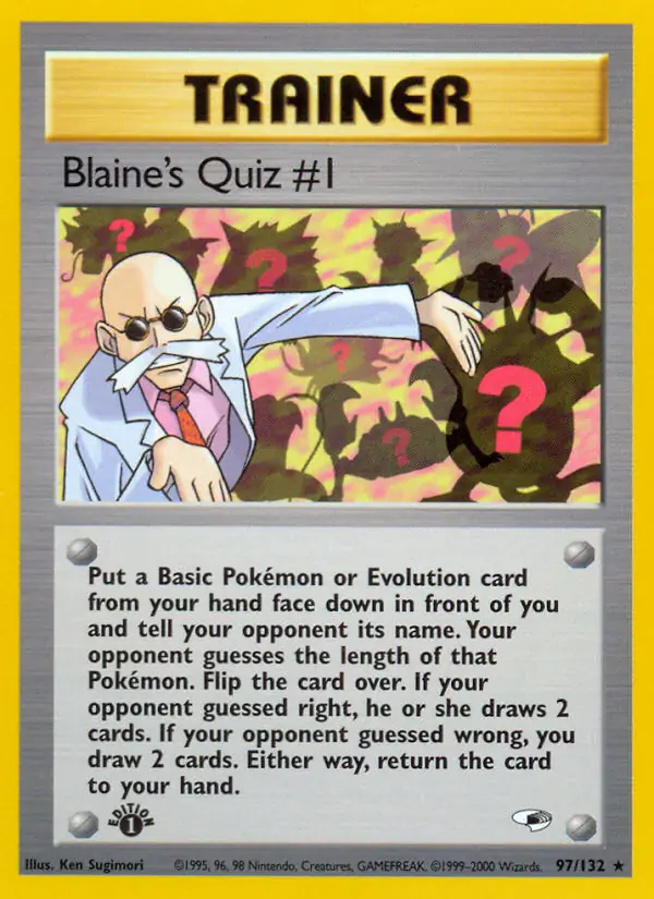 Blaine's Quiz #1 Pokemon card from Gym Heroes 1st Edition