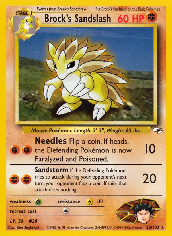 Brock's Sandslash Pokemon card from Gym Heroes