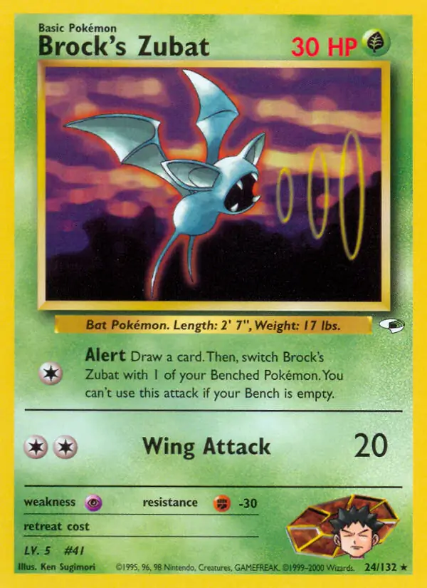 Brock's Zubat Pokemon card from Gym Heroes