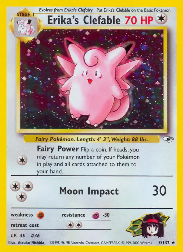 Erika's Clefable Holo Pokemon card from Gym Heroes
