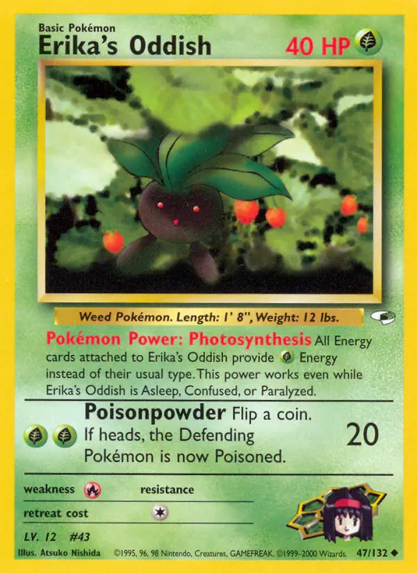 Erika's Oddish Pokemon card from Gym Heroes