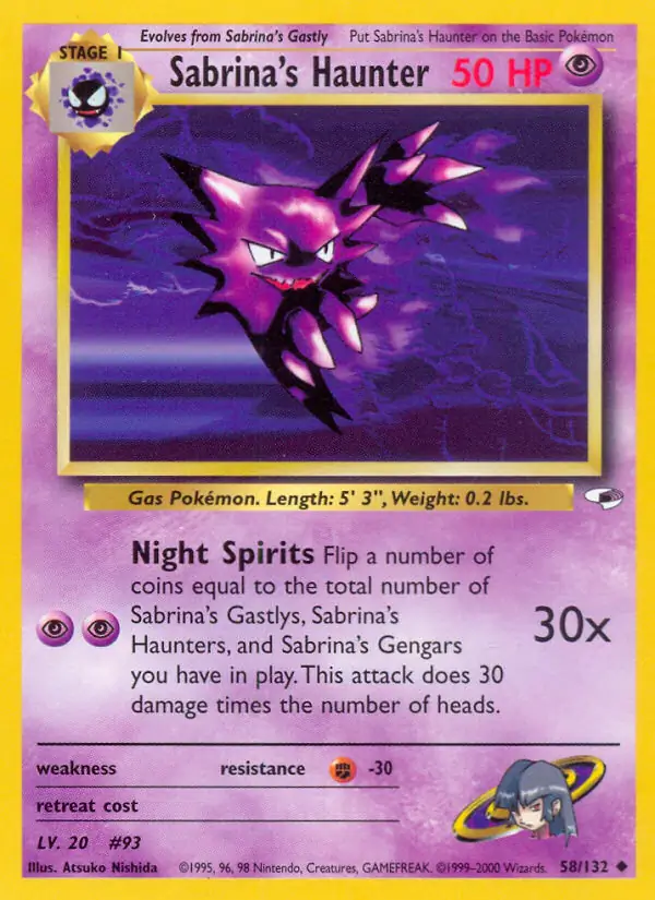 Sabrina's Haunter Pokemon card from Gym Heroes