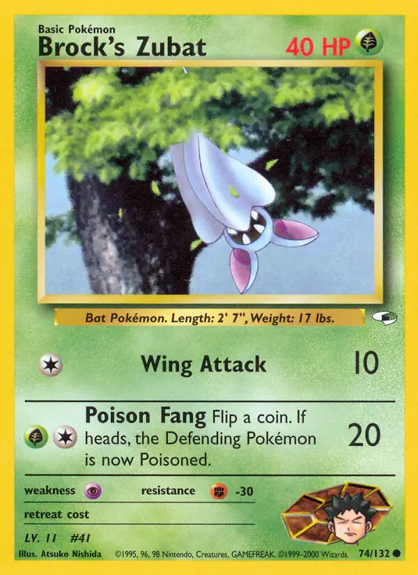 Brock's Zubat Pokemon card from Gym Heroes
