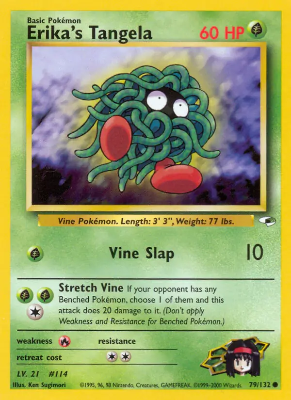 Erika's Tangela Pokemon card from Gym Heroes