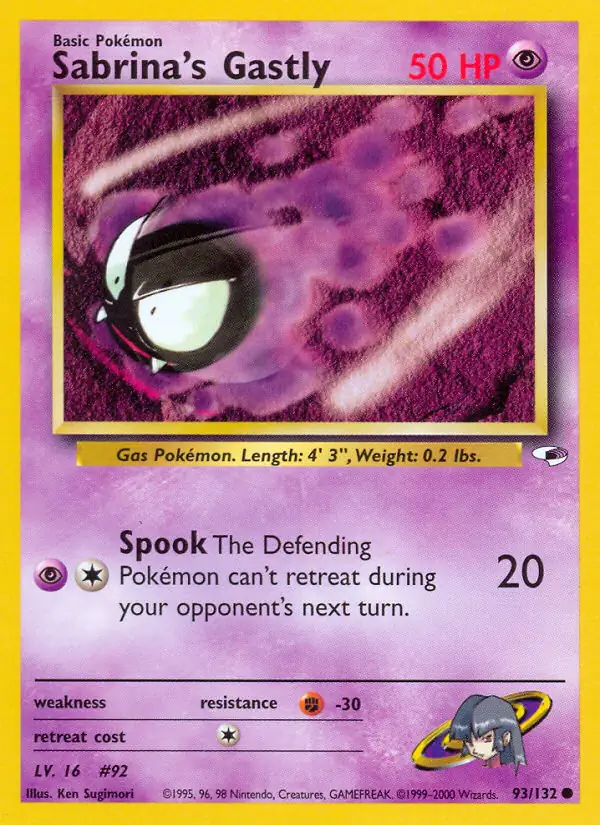 Sabrina's Gastly Pokemon card from Gym Heroes