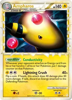 Ampharos Pokemon card from HeartGold SoulSilver
