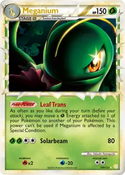 Meganium Pokemon card from HeartGold SoulSilver