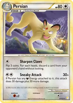 Persian Pokemon card from HeartGold SoulSilver