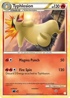 Typhlosion Pokemon card from HeartGold SoulSilver