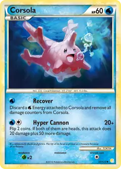 Corsola Pokemon card from HeartGold SoulSilver