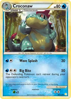 Croconaw Pokemon card from HeartGold SoulSilver