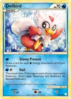 Delibird Pokemon card from HeartGold SoulSilver