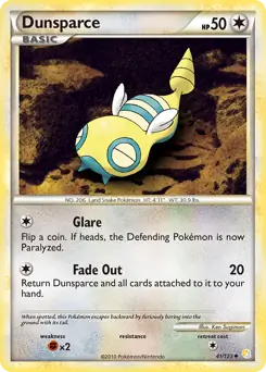 Dunsparce Pokemon card from HeartGold SoulSilver