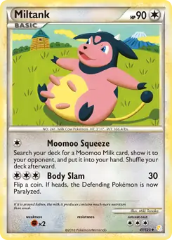 Miltank Pokemon card from HeartGold SoulSilver
