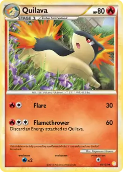 Quilava Pokemon card from HeartGold SoulSilver