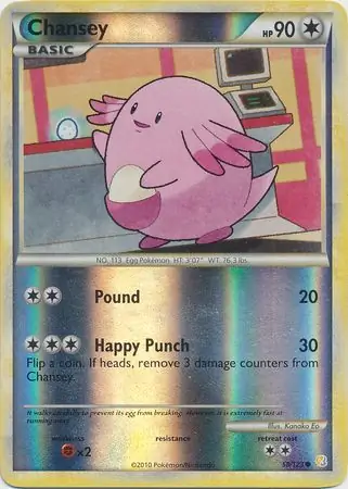 Chansey Reverse Holo Pokemon card from HeartGold SoulSilver