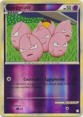 Exeggcute Reverse Holo Pokemon card from HeartGold SoulSilver