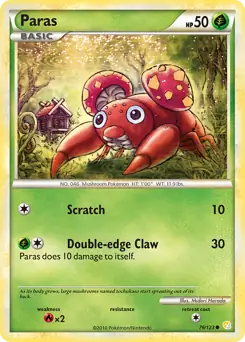 Paras Pokemon card from HeartGold SoulSilver